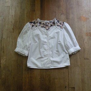 Batsheva Thea Blouse in White  /   Size 10